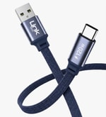 Linktech K577 Fast 1,5m 120W 6A Lacivert USB-A Type-C Kablo - 480 Mbps, Max 6A Desteği, Flat Braided, Anti-Tangle