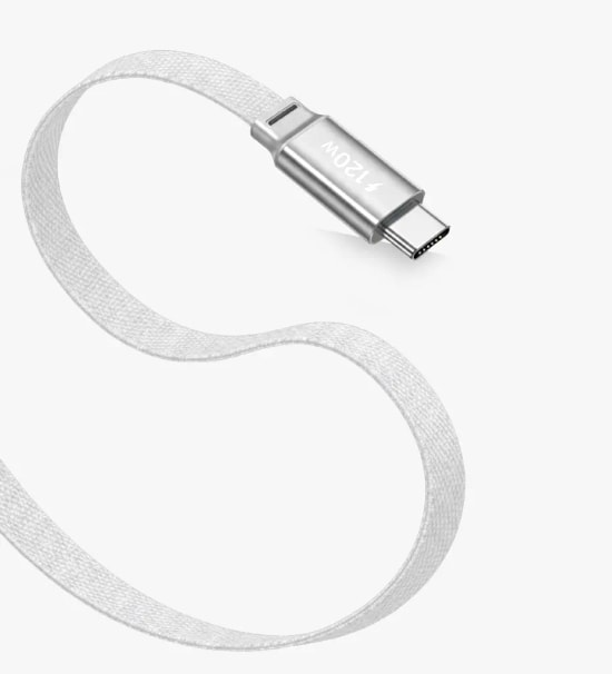 Linktech K577 Fast 1,5m 120W 6A Gri USB-A Type-C Kablo - 480 Mbps, Max 6A Desteği, Flat Braided, Anti-Tangle