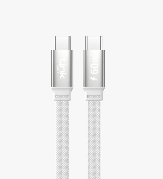 Linktech K578 Fast 1.5m 60W Type-C Gri Örgü Şarj ve Data Kablosu - 480 Mbps, 3A Desteği, Flat Braided, Anti-Tangle