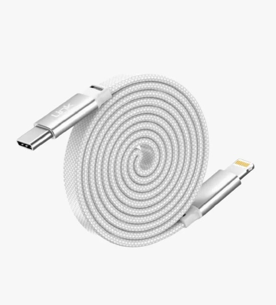 Linktech KN06 Fast 1.2 m 30W Type-C - Lightning Gri Manyetik Kablo - 120cm, 6A Desteği, Manyetik Sarma, Flat Braided