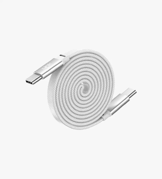 Linktech KN05 Fast 1.2 m 100W Type-C Gri Manyetik Örgü Kablo - 120cm Uzunluk, 6A Desteği, Manyetik Sarma, Flat Braided