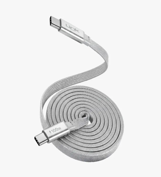 Linktech KN05 Fast 1.2 m 100W Type-C Gri Manyetik Örgü Kablo - 120cm Uzunluk, 6A Desteği, Manyetik Sarma, Flat Braided