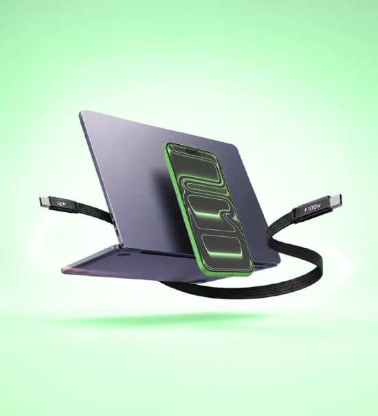 Linktech KN05 Fast 1.2 m 100W Type-C Siyah Manyetik Örgü Kablo - 120cm Uzunluk, 6A Desteği, Manyetik Sarma, Flat Braided