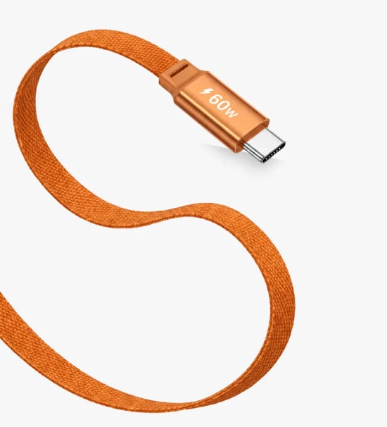 Linktech K578 Fast 1.5m 60W Type-C Turuncu Örgü Şarj ve Data Kablosu - 480 Mbps, 3A Desteği, Flat Braided, Anti-Tangle