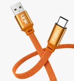 Linktech K577 Fast 1,5m 120W 6A Turuncu USB-A Type-C Kablo - 480 Mbps, Max 6A Desteği, Flat Braided, Anti-Tangle