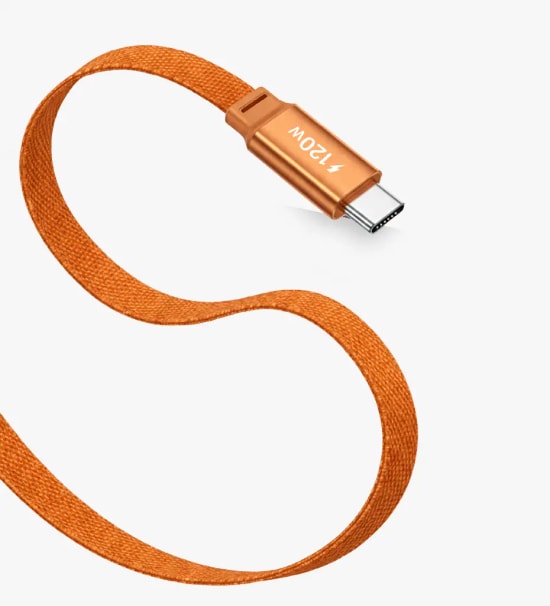 Linktech K577 Fast 1,5m 120W 6A Turuncu USB-A Type-C Kablo - 480 Mbps, Max 6A Desteği, Flat Braided, Anti-Tangle