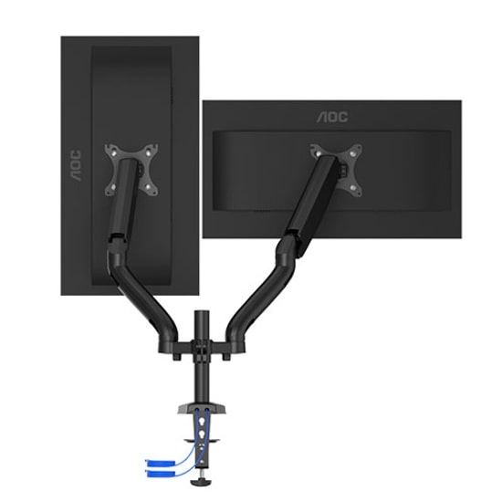 AOC AD110DX Çift Kollu Amortisörlü USB Hub Monitör Askı Aparatı - 13-31.5 İnç, 18 kg Taşıma, VESA Uyumlu