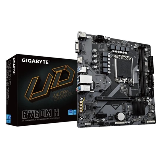 Gigabyte B760M-H DDR5 Micro ATX Anakart - LGA1700, Intel B760, 8000 MT/s (OC), 2xM.2, HDMI, VGA, 128GB, 2 Kanal