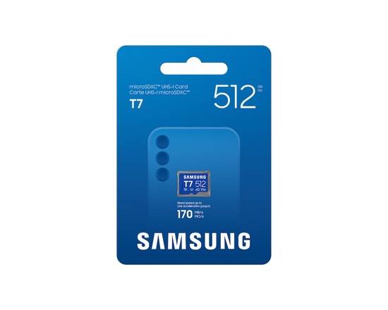 Samsung T7 512GB MB-MB512T/WW UHS-I U3 V30 microSDXC Hafıza Kartı - Class 10, A2, 170 MB/s Okuma, 4K Destekli