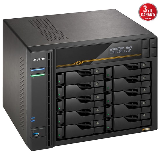 Asustor AS6810T (90IX01T0-BW3S00) 10 Yuvalı 16GB ECC NAS Depolama - 4x M.2, 2x 10GbE, 2x 5GbE, 2x USB4, 3x USB 3.2