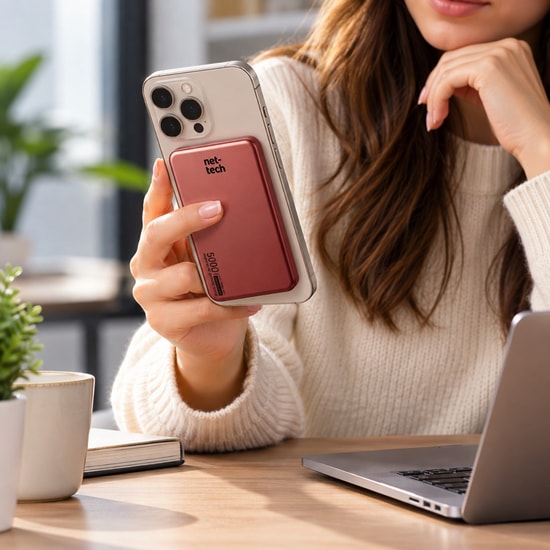 Nettech NT-PW44 NT-117920 Turuncu 5000mAh MagSafe Powerbank - 20W, PD Giriş, Type-C Kablo, 2 Çıkışlı, Hızlı Şarj