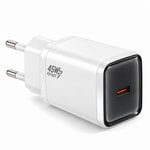 Nettech NT-HCH15 NT-117910 Beyaz 45W Şarj Aleti - 1 Çıkışlı, PD, Alüminyum, Hızlı Şarj Desteği, Otomatik Şarj Kesme