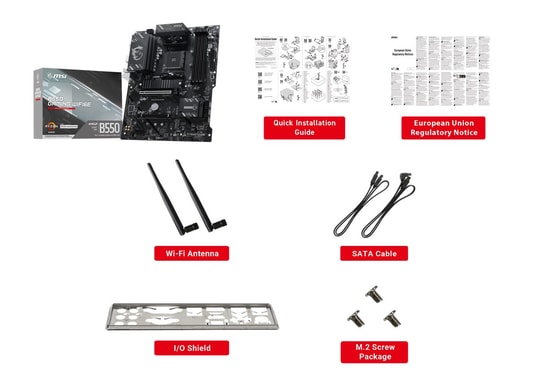 MSI B550 Gaming WIFI6E AM4 DDR4 ATX Anakart - 4800(OC), HDMI, DP, 2x M.2, USB 10Gbps, 1G LAN, Wi-Fi 6E, 128 GB