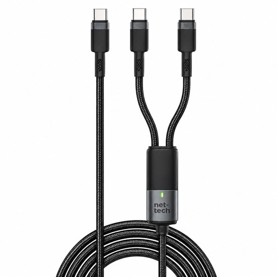 Nettech NT-DC62-SIYAH 140W İp Örgü Type-C To Type-C Kablo - 100 Cm, Hızlı Şarj, Data ve Görüntü Aktarımı
