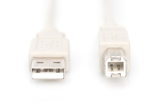 Digitus AK-300102-018-E Bej USB 2.0 1.8 Metre Yazıcı Kablosu - USB A Erkek/USB B Erkek, 480 Mbps, Yüksek Hız