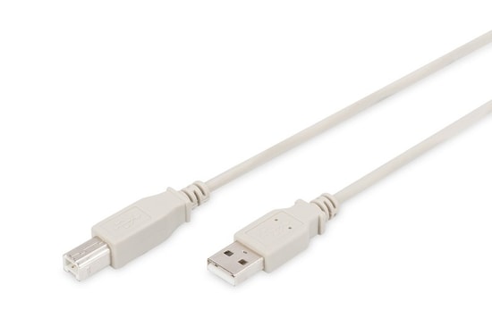 Digitus AK-300102-018-E Bej USB 2.0 1.8 Metre Yazıcı Kablosu - USB A Erkek/USB B Erkek, 480 Mbps, Yüksek Hız