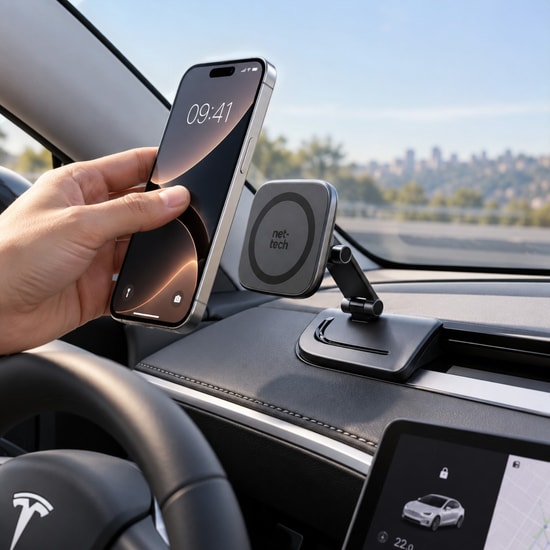 Nettech NT-CHC45-GRI Tesla Manyetik Etkili Araç İçi Telefon Tutucu - Plastik, Stand Kullanımı, Metal Etiket, 24 Ay Gar