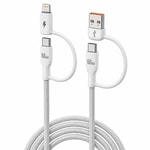 Nettech NT-DC63 NT-117914 60W Beyaz İp Örgü Şarj ve Data Kablosu - Type-C+Lightning, 100 cm, Hızlı Şarj Desteği