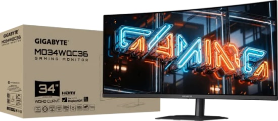 Gigabyte MO34WQC36 34 İnç QD-OLED Kavisli Monitör - 3440x1440 WQHD, 360Hz, 0.03ms, VESA DisplayHDR True Black 500