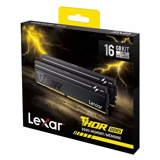 Lexar THOR 2.0 LD5U08G60C380V-RGD 16GB (2x8GB) DDR5 RAM - 6000 MHz CL38, 1.3V, Soğutuculu Siyah Masaüstü Belleği