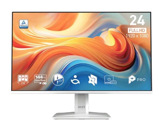 MSI PRO MP243W E14 23.8 İnç Beyaz IPS Monitör - 1920x1080 Çözünürlük, 144Hz, 1ms, Adaptive-Sync, 16:9, LED