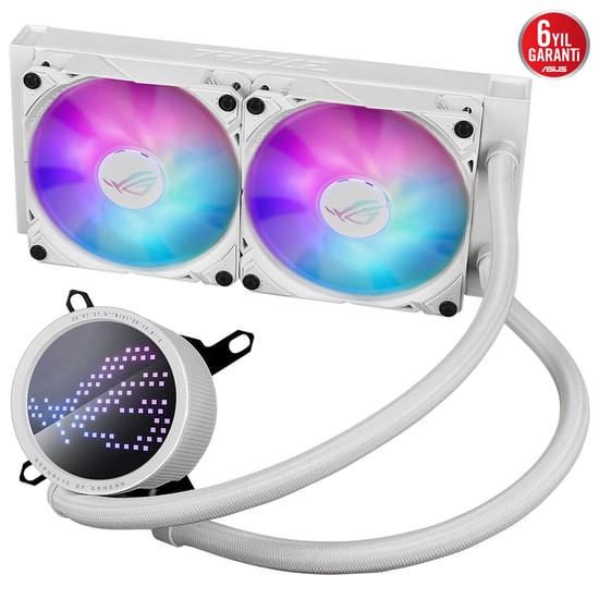 Asus ROG RYUO III 240 ARGB Beyaz Sıvı İşlemci Soğutucu - Anime Matrix LED Ekran, 2x120mm Fan, 2200 RPM, 36,45 dBA