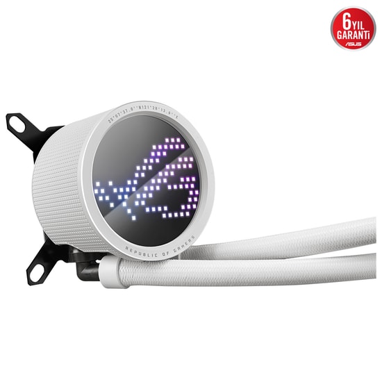 Asus ROG RYUO III 240 ARGB Beyaz Sıvı İşlemci Soğutucu - Anime Matrix LED Ekran, 2x120mm Fan, 2200 RPM, 36,45 dBA