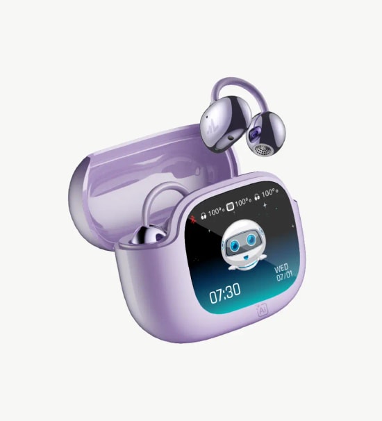 LinkTech TW50 Premium Dokunmatik Ekran Ai Destekli Mor TWS Bluetooth Kulaklık - OWS Tasarım, Ekolayzır, Kamera Kontrolü