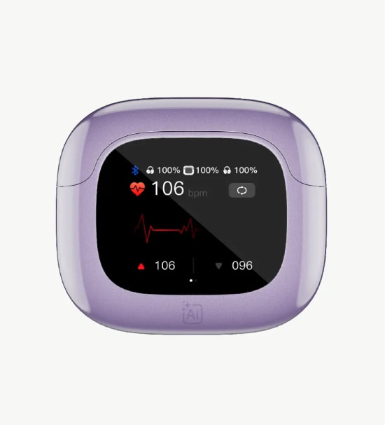 LinkTech TW50 Premium Dokunmatik Ekran Ai Destekli Mor TWS Bluetooth Kulaklık - OWS Tasarım, Ekolayzır, Kamera Kontrolü