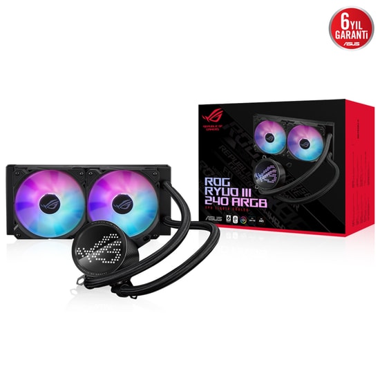Asus ROG-RYUO-III-240-ARGB Sıvı İşlemci Soğutucu - Anime Matrix LED, 2x120mm ARGB Fan, Aura Sync, 2200 RPM, 36,45 dBA