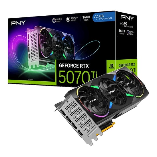 PNY RTX 5070 Ti EPIC-X ARGB OC (VCG5070T16TFXXPB1-O) Ekran Kartı - 16GB GDDR7, 256 Bit, PCIe 5.0, 300 W, Üçlü Fan