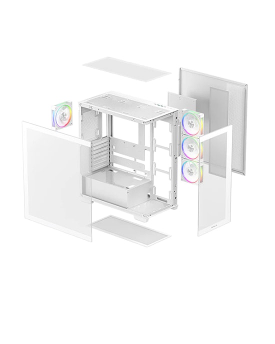 Deep Cool Beyaz ATX Mid-Tower Kasa (CG580-4F-WH-V2) - RGB Aydınlatma, 2x 3.5 İnç HDD Yuvası, USB 3.0 Bağlantısı