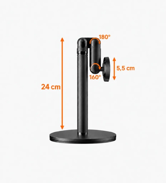 Linktech H716 Masaüstü Ayarlanabilir Manyetik Telefon Standı - Güçlü N52 Mıknatıs, 45cm Yükseklik, 360 Dönüş