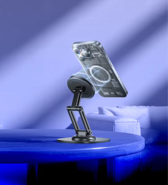 Linktech H715 Masaüstü Katlanabilir Manyetik Telefon Standı - Güçlü N52 Mıknatıs, Metal Taban, MagPro, 360 Dönüş