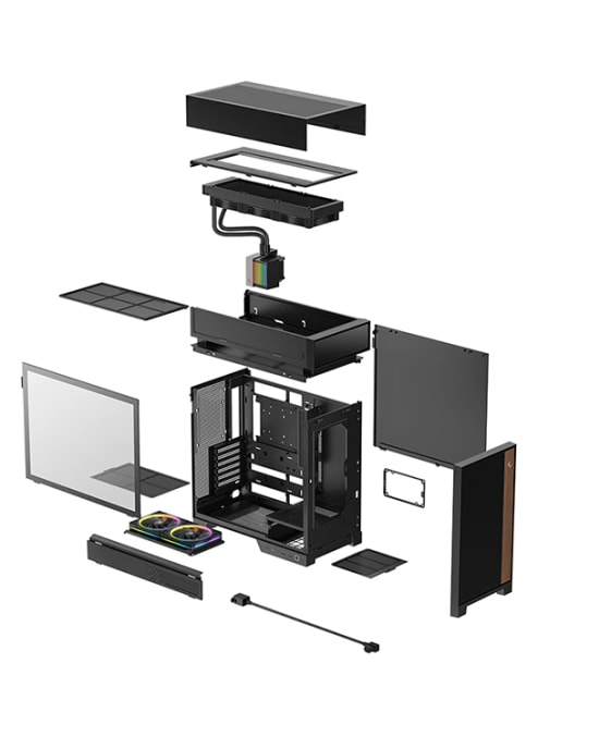 Deep Cool CL6600 Siyah ATX Gaming Kasa - Temperli Cam, 360mm Radyatör, 2x120mm ARGB Fan, USB Type-C, USB 3.0