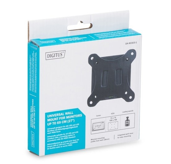Digitus DA-90303-1 22-32 İnç Sabit Duvar Monitör Askı Aparatı - 18kg Taşıma, VESA 100x100mm, 18mm Düşük Profil