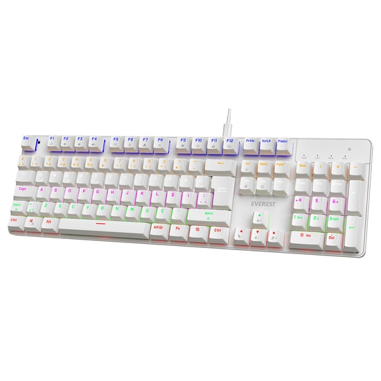 Everest KB-MK1 Lumos Beyaz Red Switch Mekanik Oyuncu Klavyesi - Kablolu, Rainbow Aydınlatmalı, Full Anti-Ghosting
