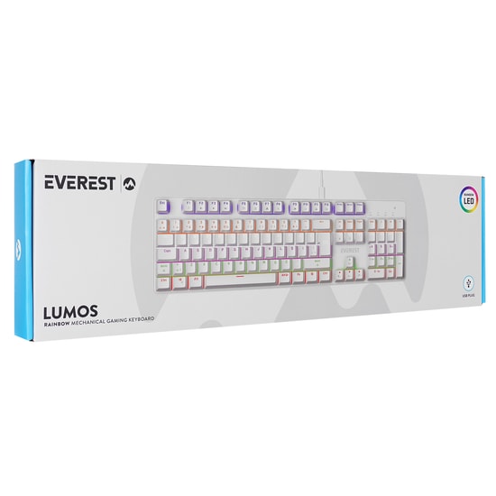 Everest KB-MK1 Lumos Beyaz Red Switch Mekanik Oyuncu Klavyesi - Kablolu, Rainbow Aydınlatmalı, Full Anti-Ghosting