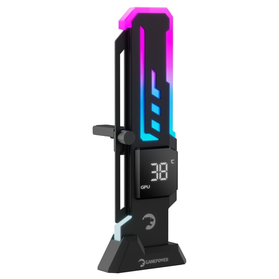 Gamepower Heatsync V2 ARGB Siyah Ekran Kartı Tutucu - Dijital Ekran, 60-163 mm, 9-pin USB 2.0, 5V 3-Pin, Metal, ABS, PC