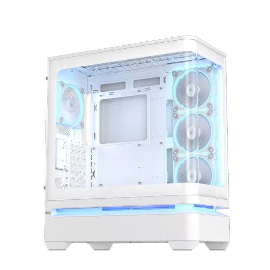 Asus PRIME AP304 TG ARGB Beyaz ATX Bilgisayar Kasası - Temperli Cam, USB 3.2 Gen2, 4x120mm ARGB Fan, 420mm GPU Desteği