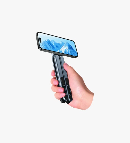 Linktech H726 Katlanabilir Çok Fonksiyonlu Gri Manyetik Telefon Standı - N52 Mıknatıs, Alüminyum Gövde, Taşıma Çantası
