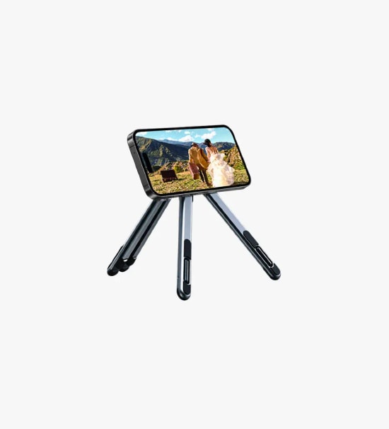Linktech H726 Katlanabilir Çok Fonksiyonlu Gri Manyetik Telefon Standı - N52 Mıknatıs, Alüminyum Gövde, Taşıma Çantası
