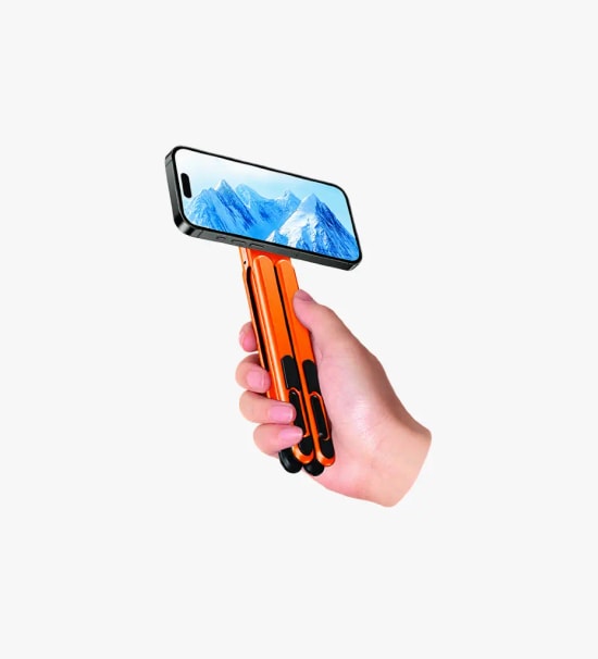 Linktech H726 Katlanabilir Çok Fonksiyonlu Turuncu Manyetik Telefon Standı - N52 Mıknatıs, Alüminyum, Taşıma Çantası