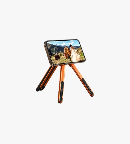 Linktech H726 Katlanabilir Çok Fonksiyonlu Turuncu Manyetik Telefon Standı - N52 Mıknatıs, Alüminyum, Taşıma Çantası