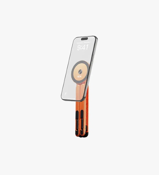 Linktech H726 Katlanabilir Çok Fonksiyonlu Turuncu Manyetik Telefon Standı - N52 Mıknatıs, Alüminyum, Taşıma Çantası