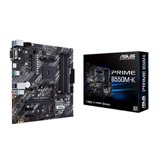 ASUS PRIME-B550M-K-AM4-DDR4 AMD Anakart - mATX, 2 M.2, HDMI, USB 3.2, 5100 MT/s (OC), Gigabit LAN, 2 RAM yuvası