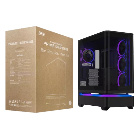 Asus Prime AP304 TG ARGB Siyah ATX Temperli Cam Bilgisayar Kasası - 4x120mm ARGB Fan, USB Type-C, 420mm GPU Desteği