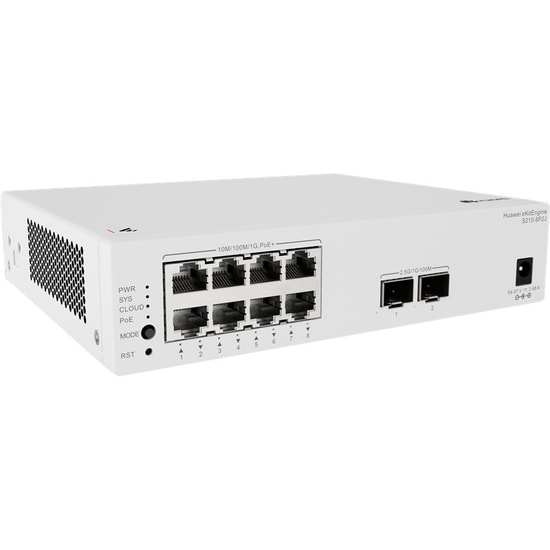 Huawei eKitEngine S210-8P2J 8 Port Gigabit PoE Switch - 2x 2.5G SFP Uplink, 128W, Cloud Yönetilebilir, L2 Metal Kasa