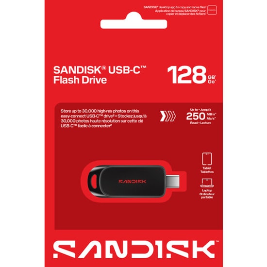 SanDisk SDCZB-128G-G46 128GB USB-C Flash Drive Bellek - USB 3.2 Gen 1, 250MB/s Okuma, Siyah, Klipsli Mini Gövde