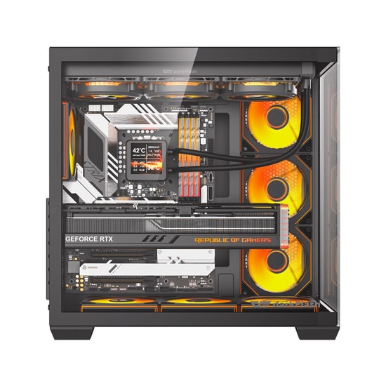 DarkFlash C280-850W Siyah 80+ Bronze Mid Tower Bilgisayar Kasası - 7 Fan, Gen 5 ARGB, E-ATX/ATX/Micro-ATX/Mini-ITX